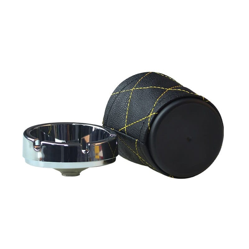 Aschenbecher Auto Steppnaht Gelb