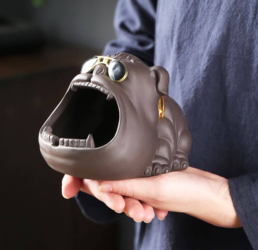 Lustiger Hunde Aschenbecher Keramik - Auto & Wohnzimmer Deko Mit Zigarettenhalter