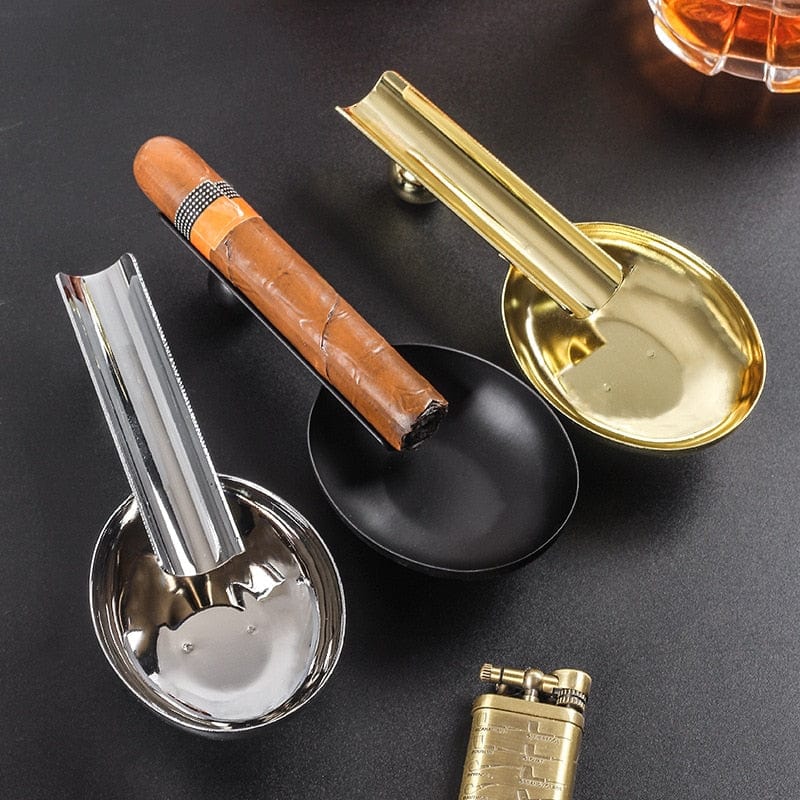 Luxus Oval Golden & Silber Zigarre Aschenbecher Leder Metall Aschenbecher  Rauchen Büro Tisch Zubehör